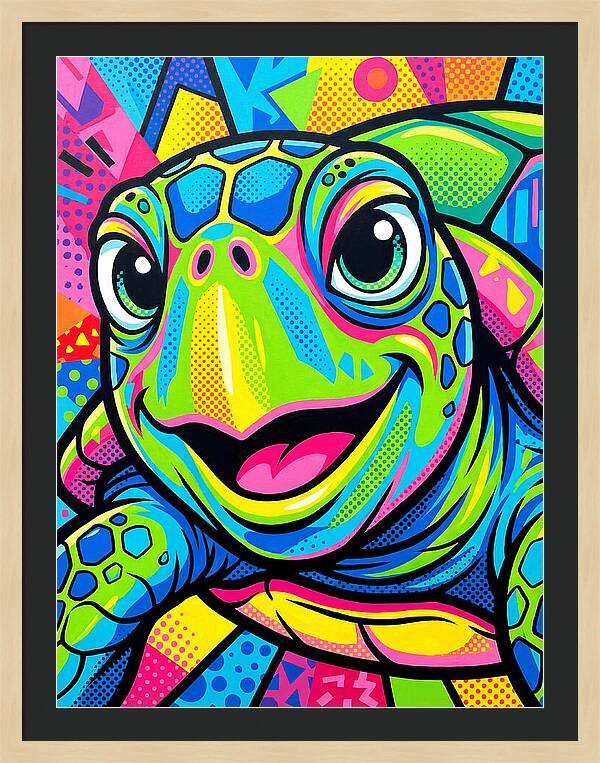 Colorful Sea Turtle Portrait