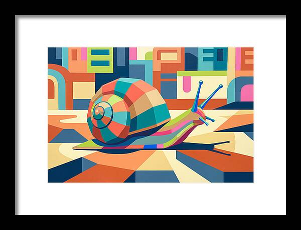 Colorful Snail In Abstract Landscape