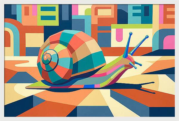 Colorful Snail In Abstract Landscape