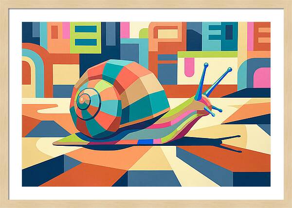 Colorful Snail In Abstract Landscape