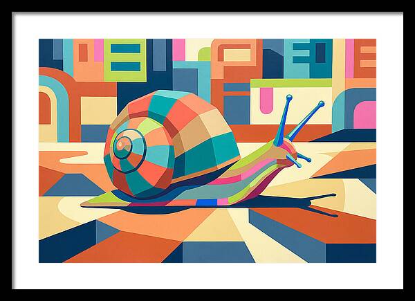 Colorful Snail In Abstract Landscape