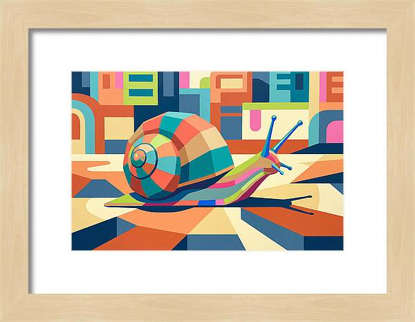 Colorful Snail In Abstract Landscape