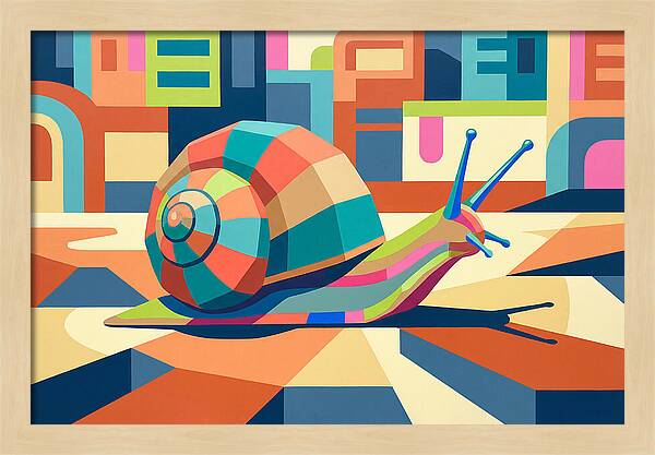 Colorful Snail In Abstract Landscape