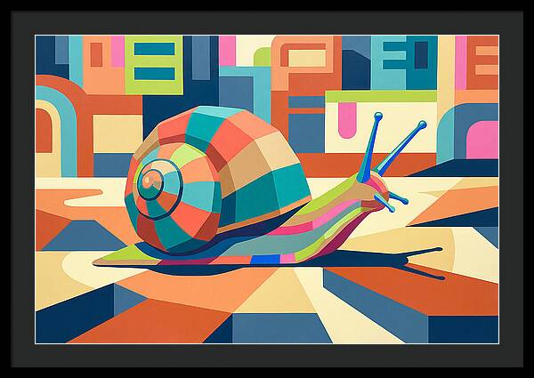 Colorful Snail In Abstract Landscape