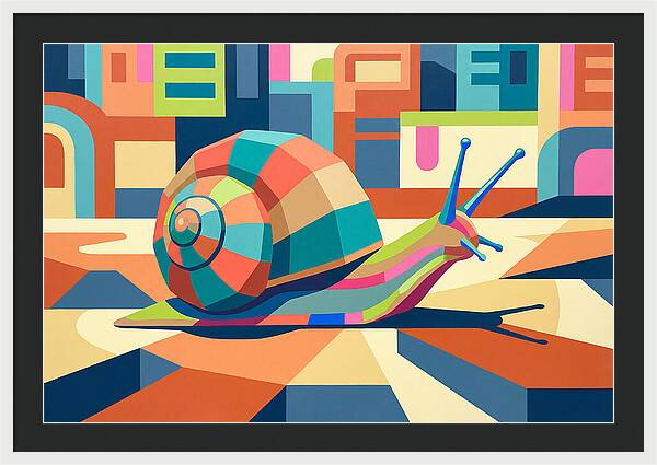 Colorful Snail In Abstract Landscape