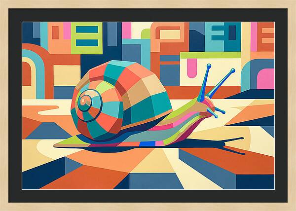 Colorful Snail In Abstract Landscape