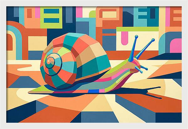 Colorful Snail In Abstract Landscape