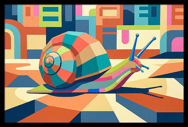 Colorful Snail In Abstract Landscape