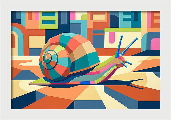 Colorful Snail In Abstract Landscape
