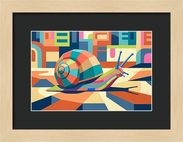 Colorful Snail In Abstract Landscape