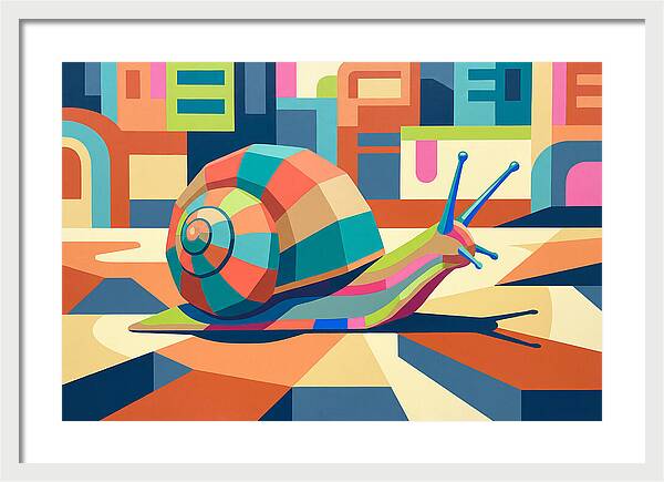 Colorful Snail In Abstract Landscape