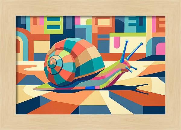 Colorful Snail In Abstract Landscape