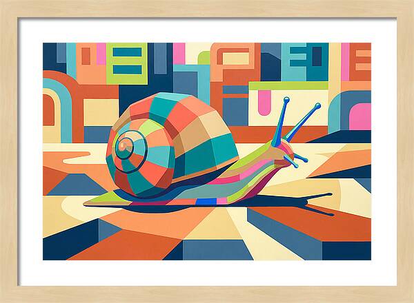 Colorful Snail In Abstract Landscape