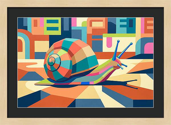 Colorful Snail In Abstract Landscape