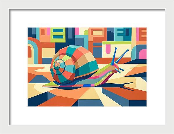 Colorful Snail In Abstract Landscape