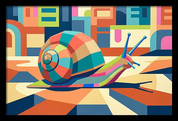 Colorful Snail In Abstract Landscape