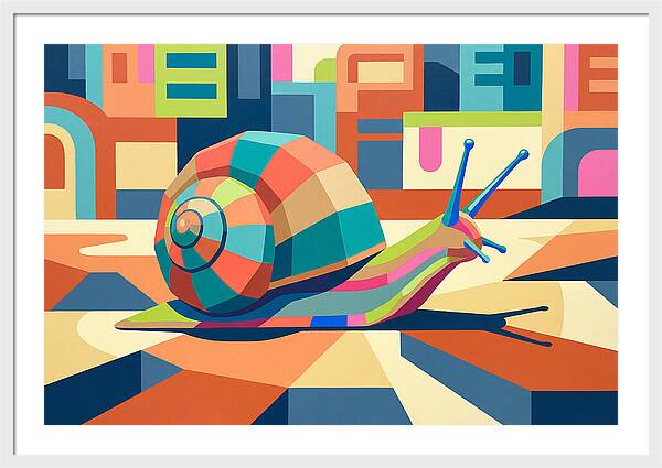 Colorful Snail In Abstract Landscape