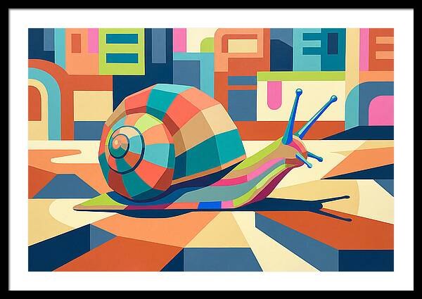 Colorful Snail In Abstract Landscape