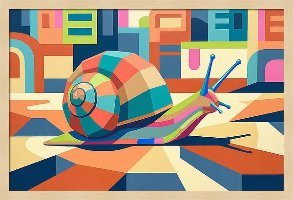 Colorful Snail In Abstract Landscape