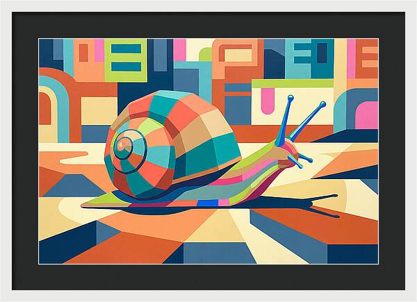 Colorful Snail In Abstract Landscape
