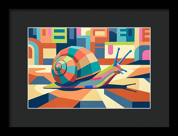 Colorful Snail In Abstract Landscape