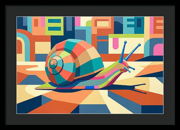 Colorful Snail In Abstract Landscape