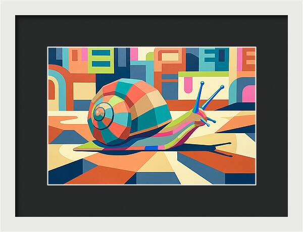 Colorful Snail In Abstract Landscape