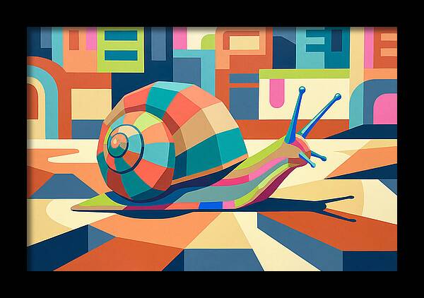 Colorful Snail In Abstract Landscape