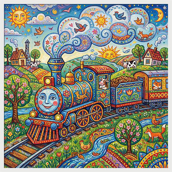 Colorful Steam Train Journey