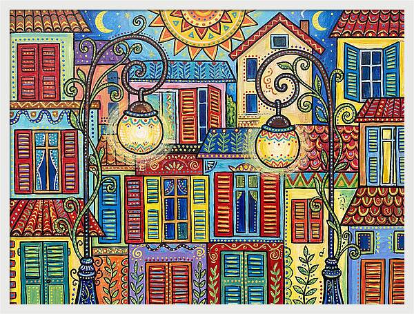 Colorful Street Corner Scene
