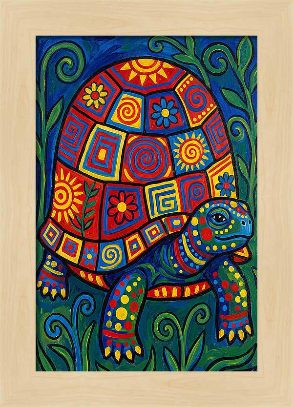 Colorful Tortoise Folk Art