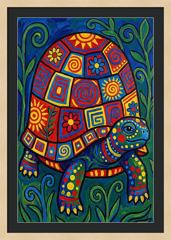 Colorful Tortoise Folk Art
