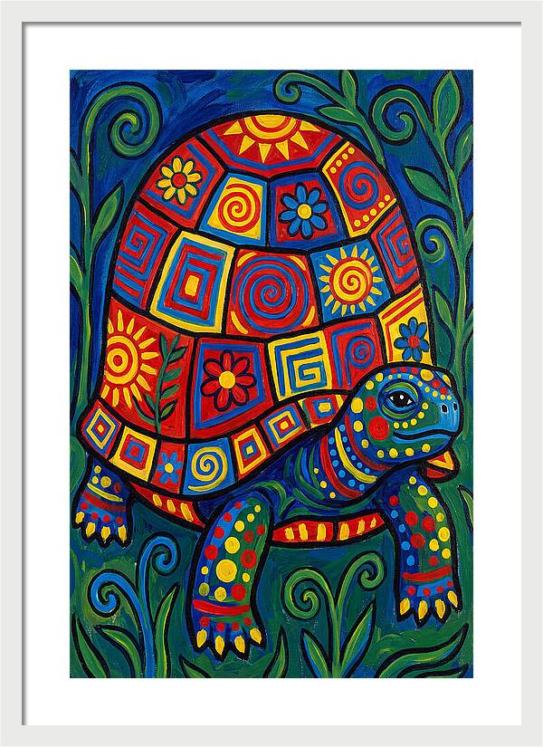 Colorful Tortoise Folk Art