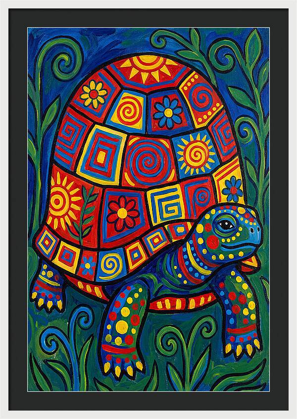 Colorful Tortoise Folk Art
