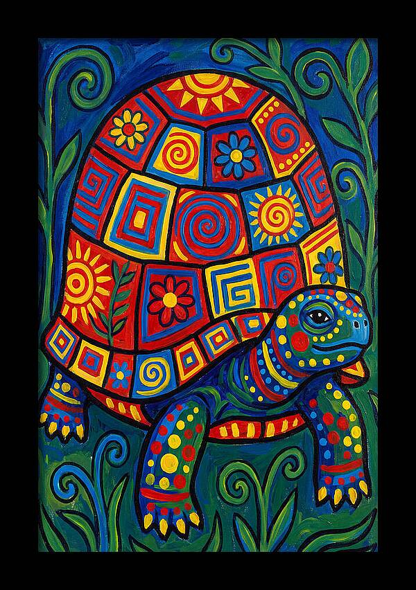 Colorful Tortoise Folk Art