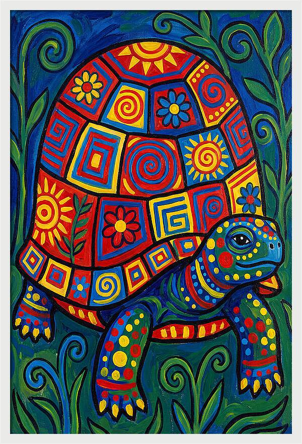 Colorful Tortoise Folk Art
