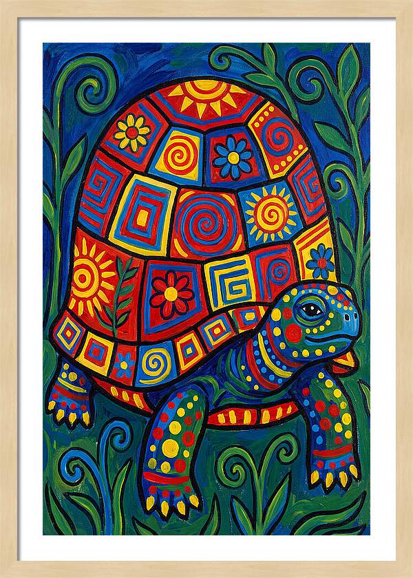 Colorful Tortoise Folk Art