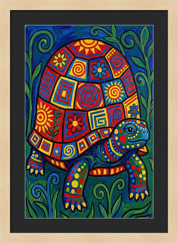 Colorful Tortoise Folk Art