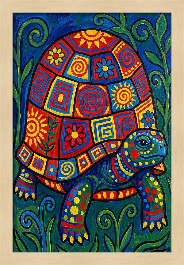 Colorful Tortoise Folk Art