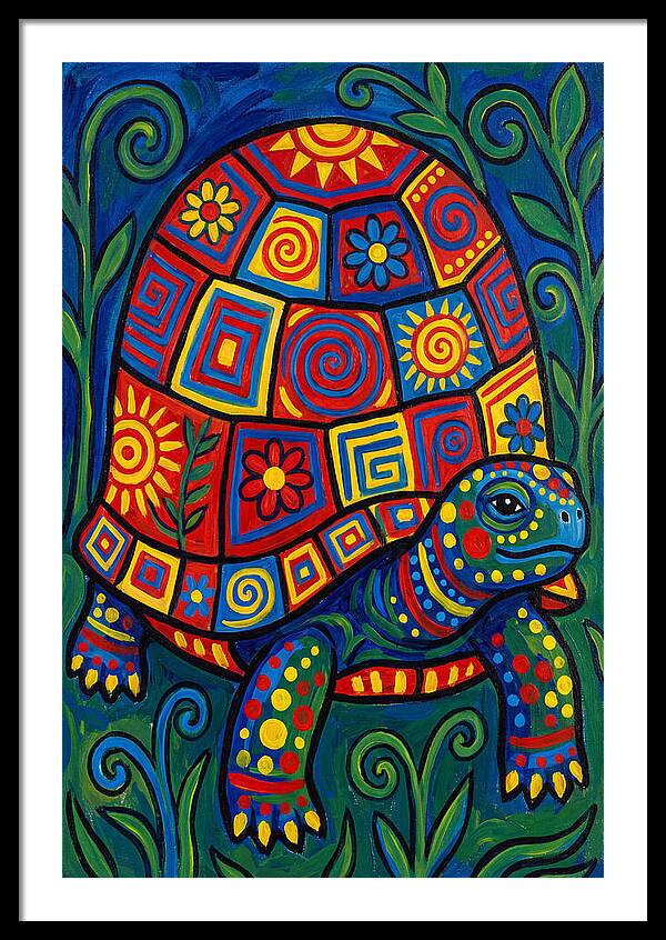 Colorful Tortoise Folk Art