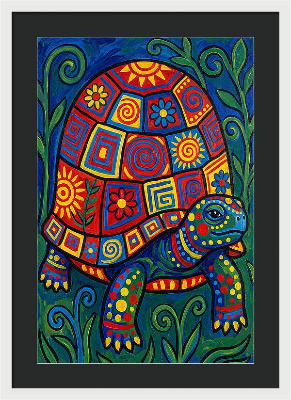 Colorful Tortoise Folk Art
