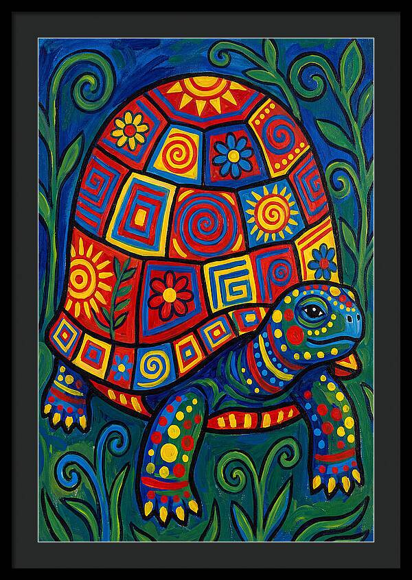Colorful Tortoise Folk Art