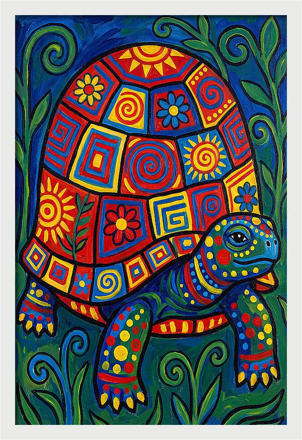 Colorful Tortoise Folk Art