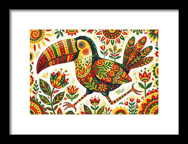 Colorful Toucan In Folk Art Style