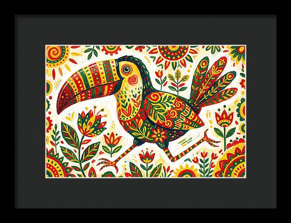 Colorful Toucan In Folk Art Style