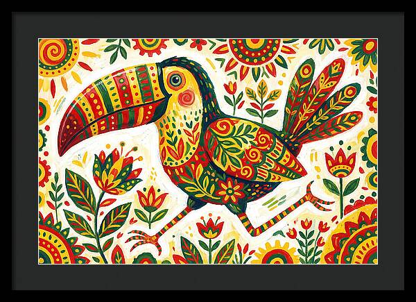Colorful Toucan In Folk Art Style