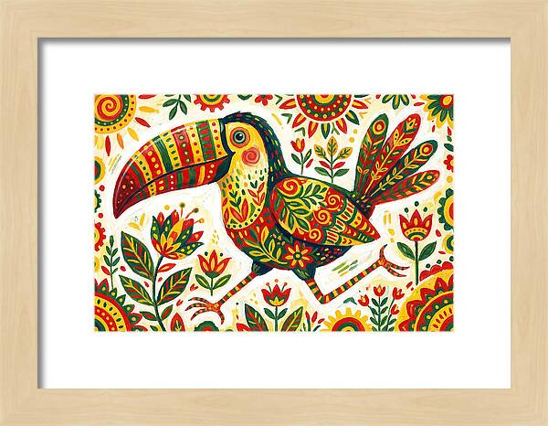 Colorful Toucan In Folk Art Style
