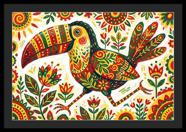 Colorful Toucan In Folk Art Style