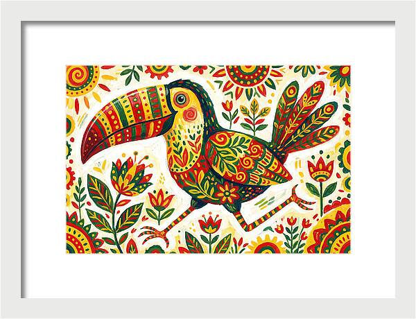 Colorful Toucan In Folk Art Style