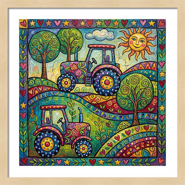 Colorful Tractors In Nature